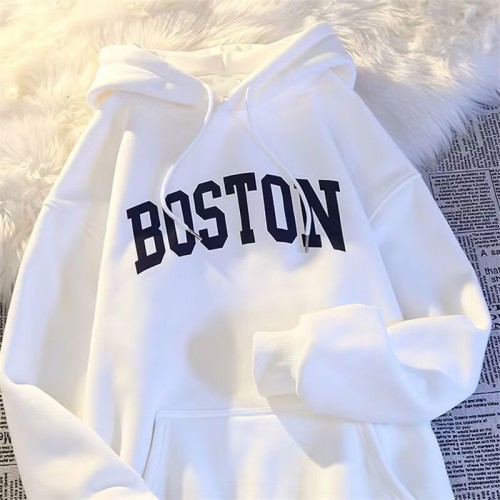 Huamian composite lazy style autumn and winter new American retro sweatshirt women's letter printed hooded loose top