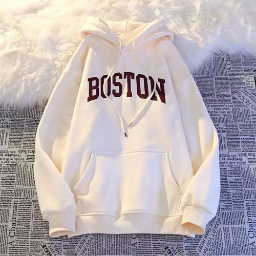 Huamian composite lazy style autumn and winter new American retro sweatshirt women's letter printed hooded loose top
