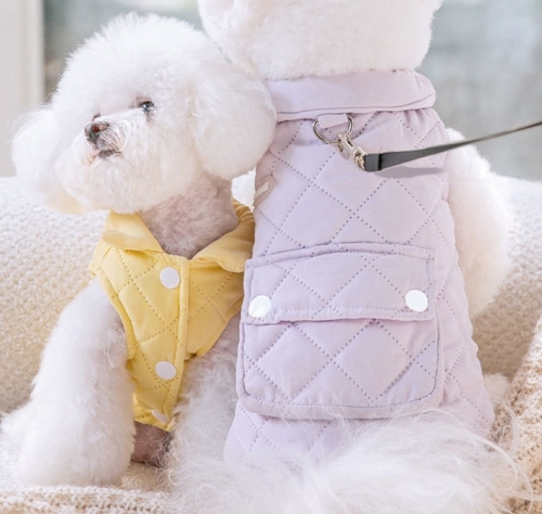 Pets in autumn warm quilted cotton pockets can pull vest puppy dog ​​two-legged clothes thin cat cotton coat cat clothes