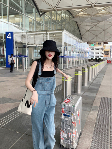 New summer design Korean style loose age-reducing high waist wide-leg jeans overalls MM large size women's clothing