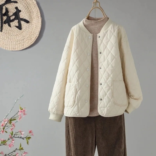 Quality inspection official picture cotton jacket for women diamond winter new short loose fashionable lightweight cotton jacket