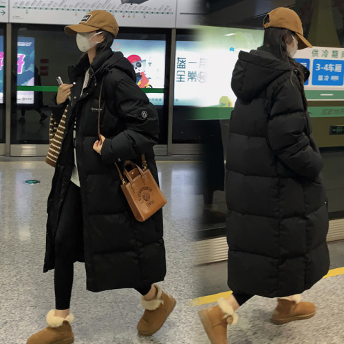 Long down cotton jacket for women over knees for new winter Central Opera thickened loose couple jacket