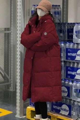 Long down cotton jacket for women over knees for new winter Central Opera thickened loose couple jacket