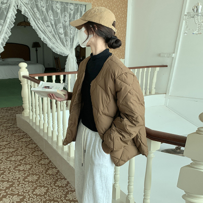New Korean style thickened and warm small down cotton jacket for women's loose diamond lapel cotton jacket