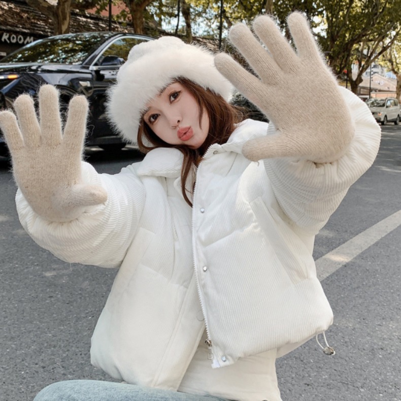 New Korean version simple and fashionable lapel short cotton jacket size loose cotton jacket