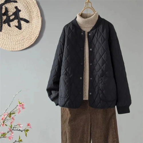 Quality inspection official picture cotton jacket for women diamond winter new short loose fashionable lightweight cotton jacket