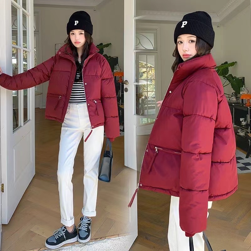 New Korean style down cotton jacket for women in winter, short standing collar, thickened fashionable bread jacket jacket trendy