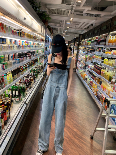 New summer design Korean style loose age-reducing high waist wide-leg jeans overalls MM large size women's clothing