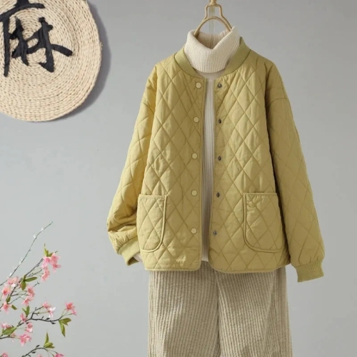 Quality inspection official picture cotton jacket for women diamond winter new short loose fashionable lightweight cotton jacket