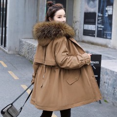 Small big hair collar parade women's short winter clothing new Korean version waist-hugging Hong Kong style work clothes cotton jacket