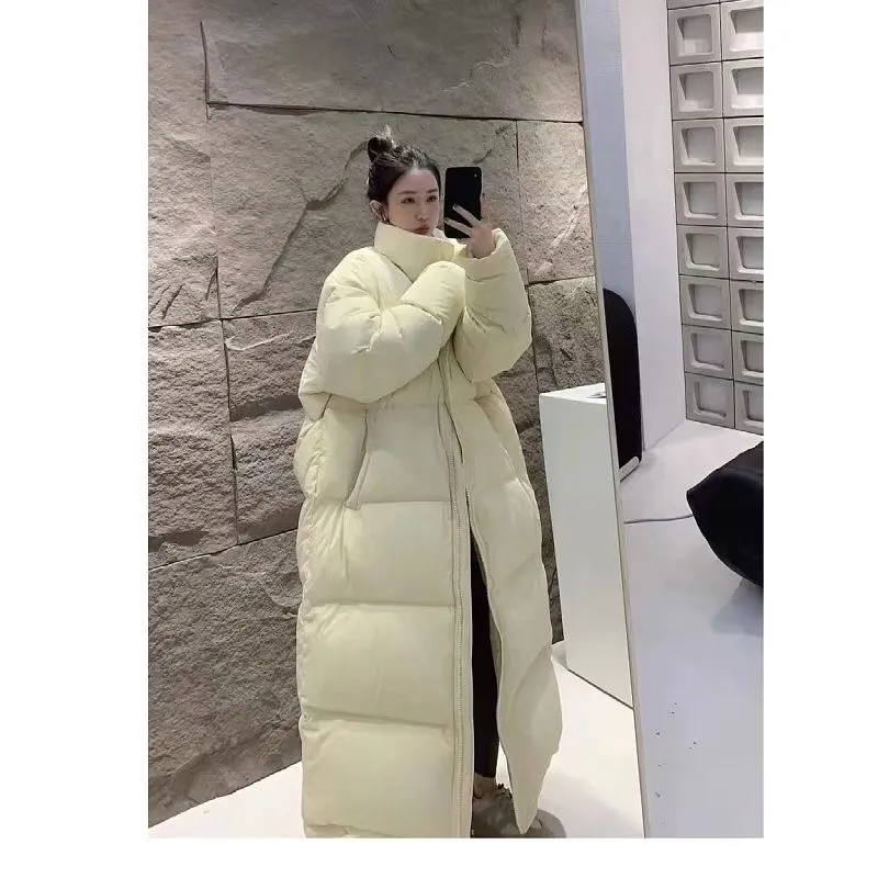 Dongdaemun New Korean version of large quilt down cotton jacket for women with super long knee thickened loose street-fried jacket