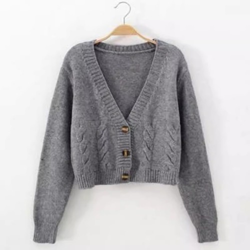 Knitted cardigan, twisted jacket, women's spring clothes new single-breasted short high-waisted slimming gel sweater trendy