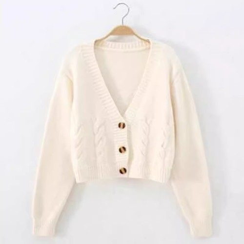Knitted cardigan, twisted jacket, women's spring clothes new single-breasted short high-waisted slimming gel sweater trendy