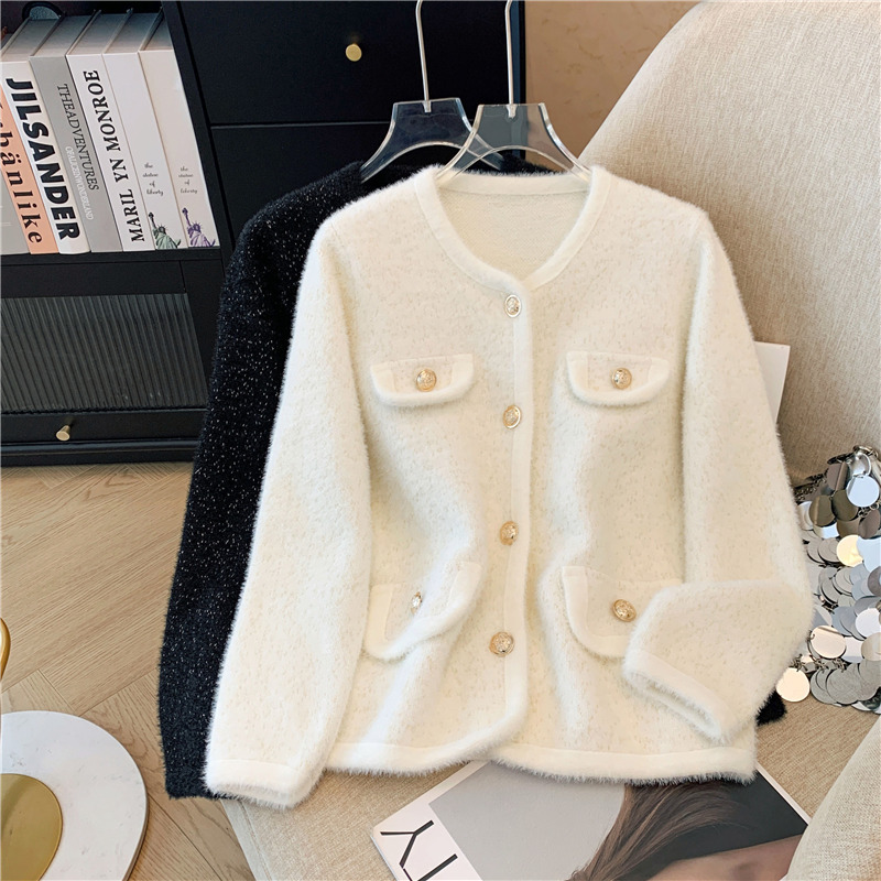 Small fragrance shiny long-sleeved jacket for women's autumn new retro high-end fashion loose