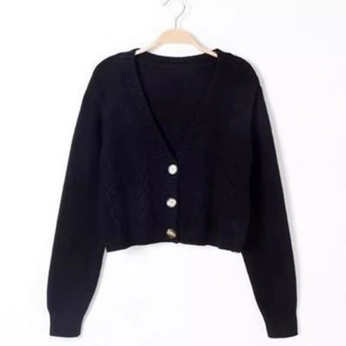 Knitted cardigan, twisted jacket, women's spring clothes new single-breasted short high-waisted slimming gel sweater trendy