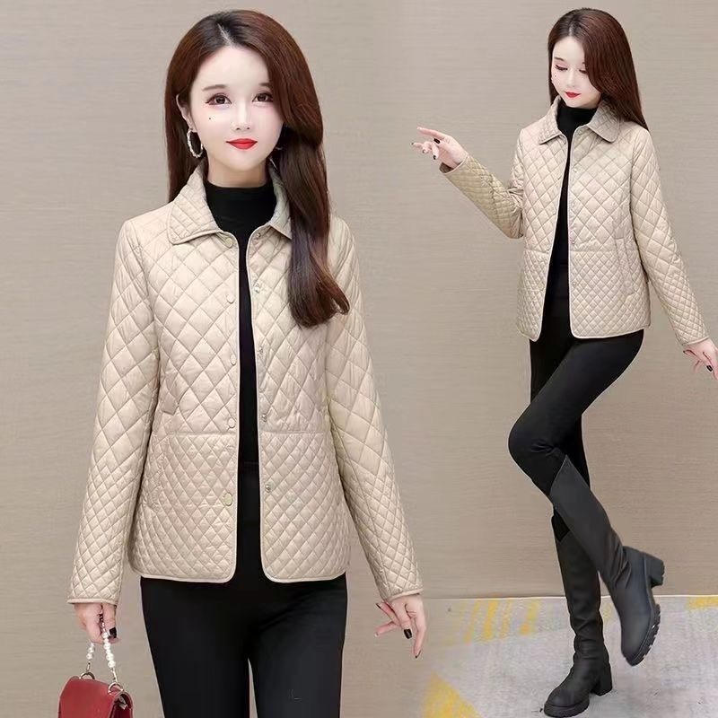Fashionable and elegant diamond-shaped cotton jacket for women's winter clothes, small cotton jacket for Korean style, versatile short top to cover the flesh and make you look thin