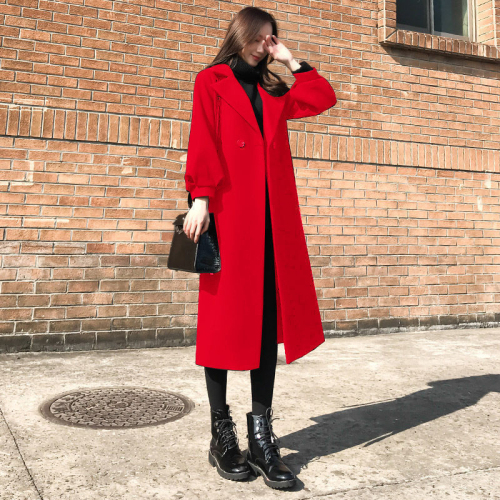 Ganeti Hepburn wool coat women's new Korean mid-length wool coat popular trench coat women