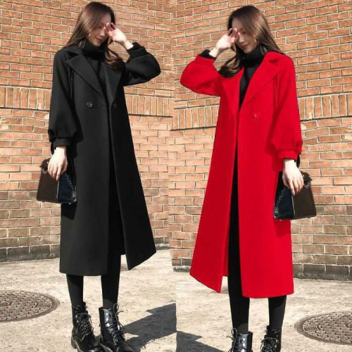 Ganeti Hepburn wool coat women's new Korean mid-length wool coat popular trench coat women