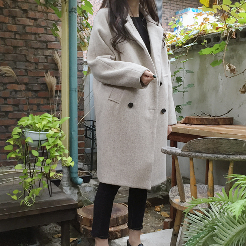 Korean style slim mid-length winter clothing new wool coat women's coat student double-breasted buttons