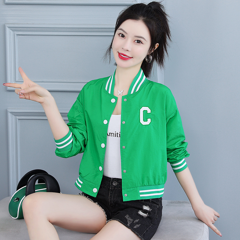 Sunscreen clothes for women new spring and summer Korean style long-sleeved college style short jacket for women