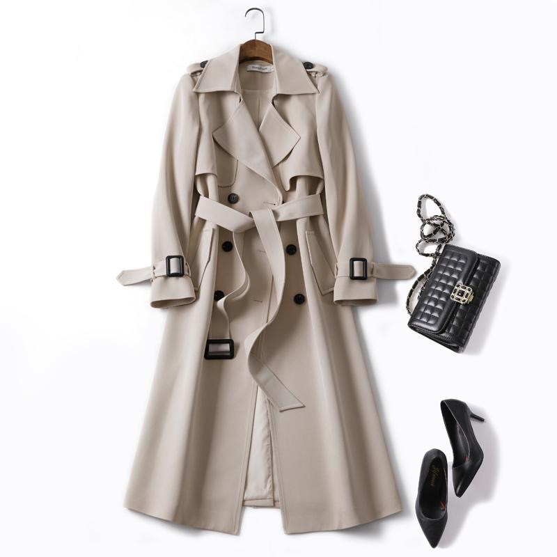 There is a libu original windbreaker for women's mid-length new Korean style popular British style over-knee coat spring and autumn winter coat