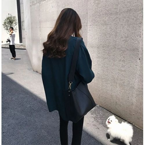 Large size women's new simple temperament shirt for women for autumn, versatile long-sleeved top loose BF shirt base shirt