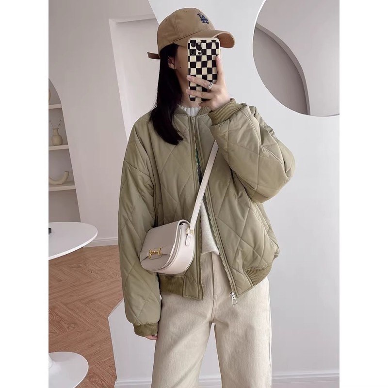 Japanese down cotton jackets and cotton jackets for women in winter thick loose warm bread suits stand collar baseball uniform short jacket trendy