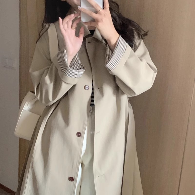 New style trendy temperament windbreaker jacket for women in spring and autumn high-end coat for small mid-length