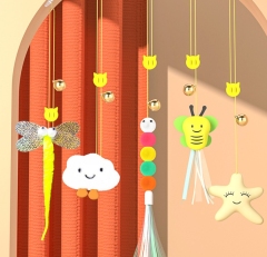 Cat toys self-swimming swing door toys hanging elastic feathers teasing cat stick bell