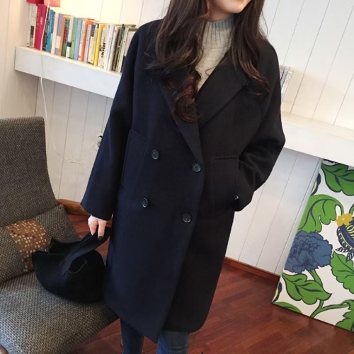 Women's autumn and winter thickened Korean tweed coat for students' mid-length windbreaker for winter