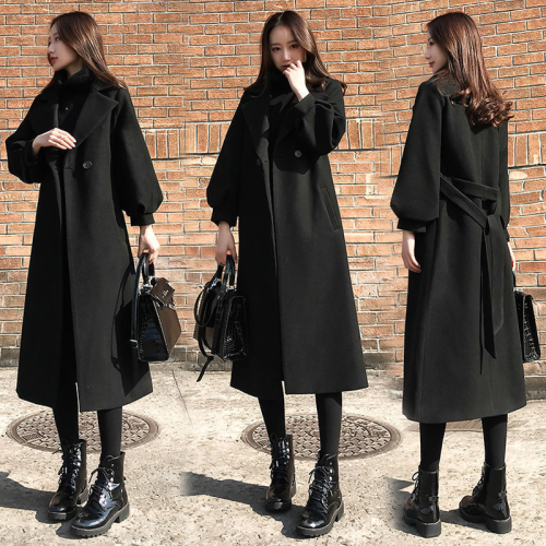 Ganeti Hepburn wool coat women's new Korean mid-length wool coat popular trench coat women