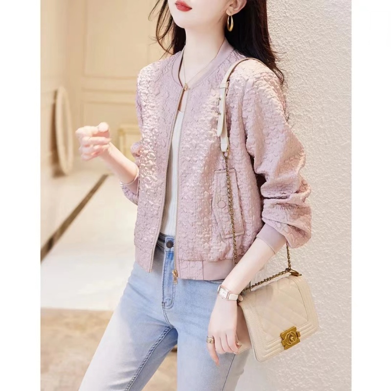 Textured jacket jacket spring new commuter baseball collar casual jacket for women short