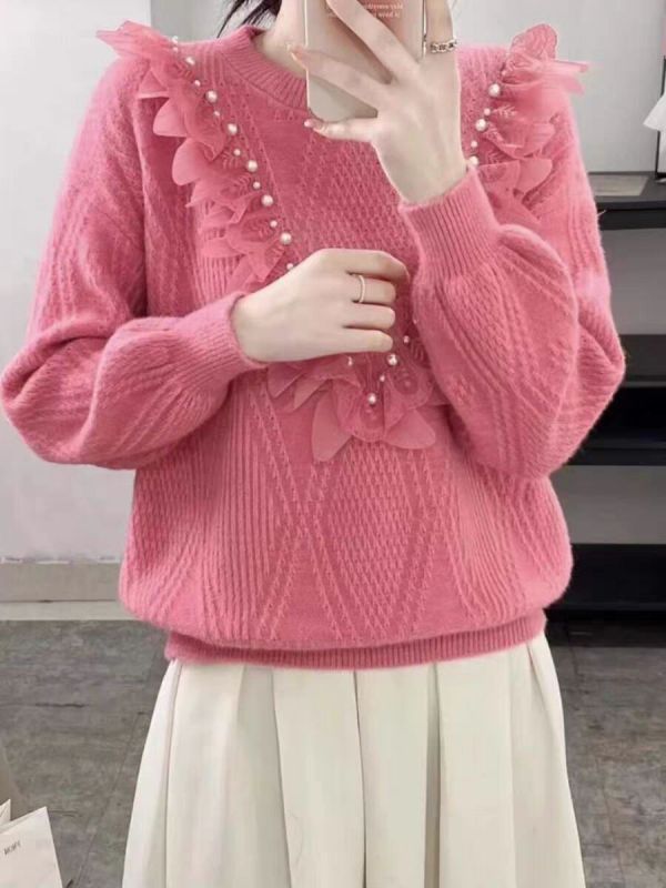 New cardigan for women in autumn and winter round neck sweater loose lazy short temperament knitted top jacket