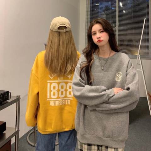 Official picture 190g big sweatshirt plus fat big size sweatshirt for women's new autumn, winter, Japanese and Korean loose print ins