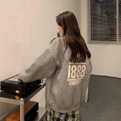 Official picture 190g big sweatshirt plus fat big size sweatshirt for women's new autumn, winter, Japanese and Korean loose print ins