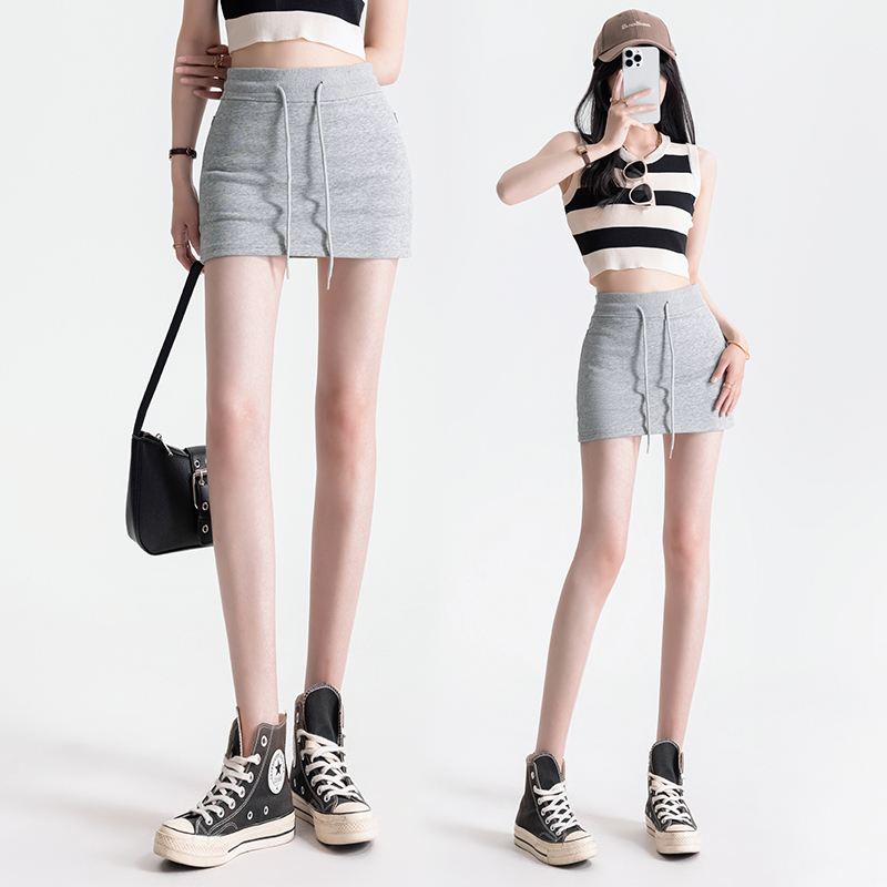 New summer drawstring sweatshirt A-line skirt for women casual sports skirt