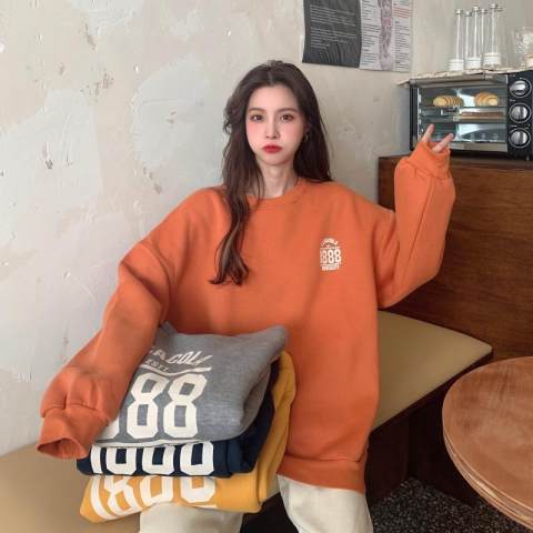 Official picture 190g big sweatshirt plus fat big size sweatshirt for women's new autumn, winter, Japanese and Korean loose print ins