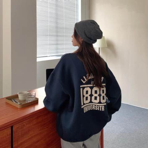 Official picture 190g big sweatshirt plus fat big size sweatshirt for women's new autumn, winter, Japanese and Korean loose print ins