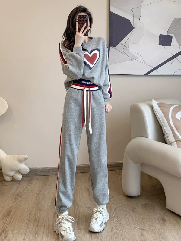European high-end casual sports suit for women's spring and autumn new style Hong Kong style salt-type street frying sweatshirt two-piece set