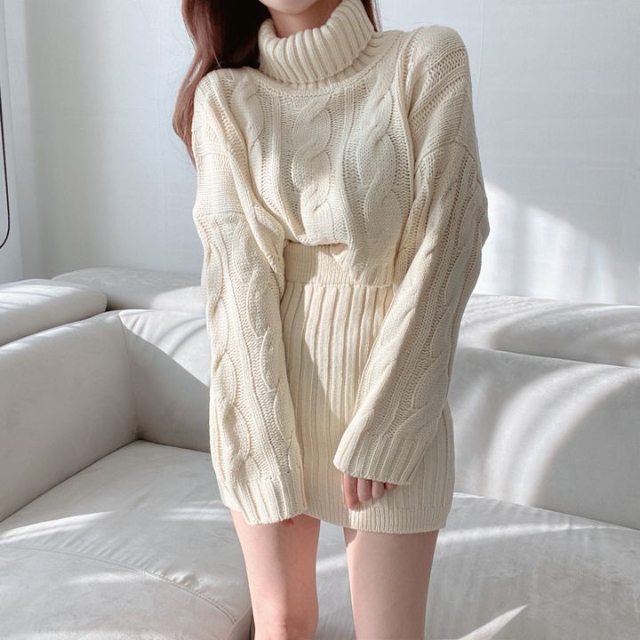 Recommended hot products: small Korean style chic lazy sweater women's skirt two-piece suit