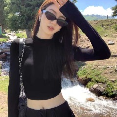 Korean version of pure bm style slim short style unique top trendy