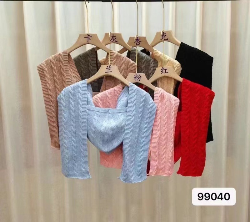 Spring and autumn hat scarf hooded knitted shawl for women's outer shirt thickened autumn and winter fashionable scarf