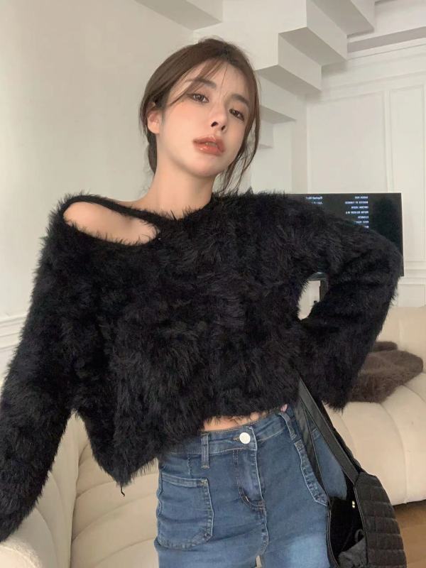 Loose and versatile sweater top Korean style short seahorse sweater for women