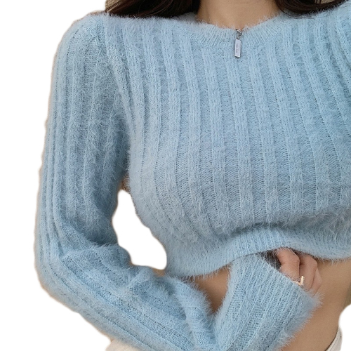 High-waisted sweater for women with short sexy design niche sexy hot girl with navel base knitted top spring and autumn
