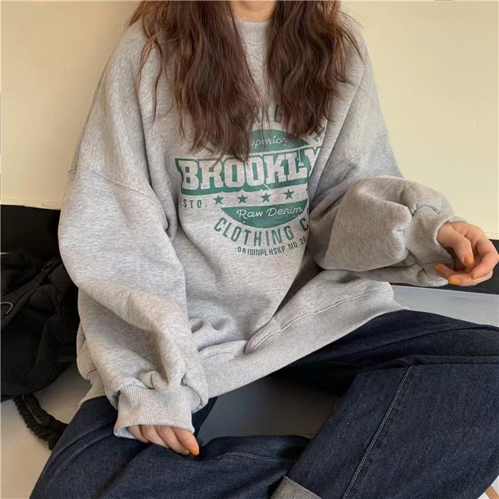 Super hot cec sweatshirt for women autumn thin hatless jacket trendy ins versatile retro BF lazy style loose top