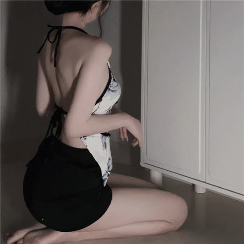 Sexy national trend retro style sexy neck bellyband hot hip skirt secretary uniform suit