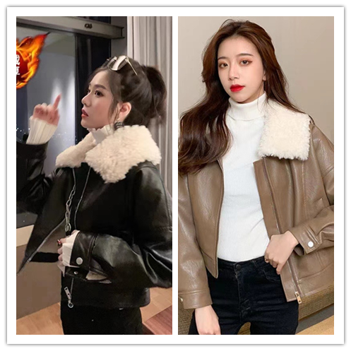 New autumn and winter leather jacket Pu leather jacket for women short black motorcycle jacket for women Korean slim jacket for women