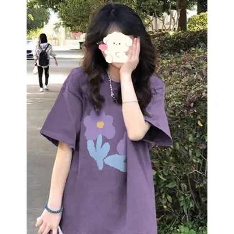 100% cotton high-tight Sailofang short-sleeved T-shirts slim large size women's fat mm pure cotton ins trendy T
