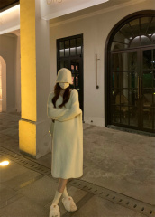 Lazy style soft and thick mink long over-knee knitted sweater dress