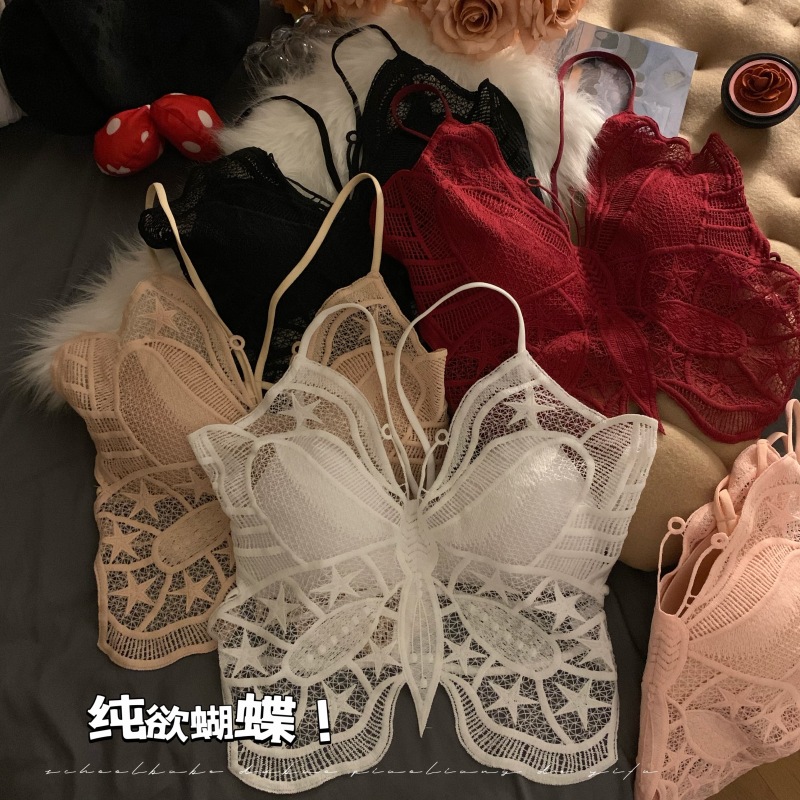 Summer big butterfly beautiful back latex fixed cup suspender pure sexy versatile vest